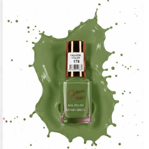 Glamour Studio Professional Nail Polish | Shade 178 Mehndi Green Fashion Color | Nikhaar International Store