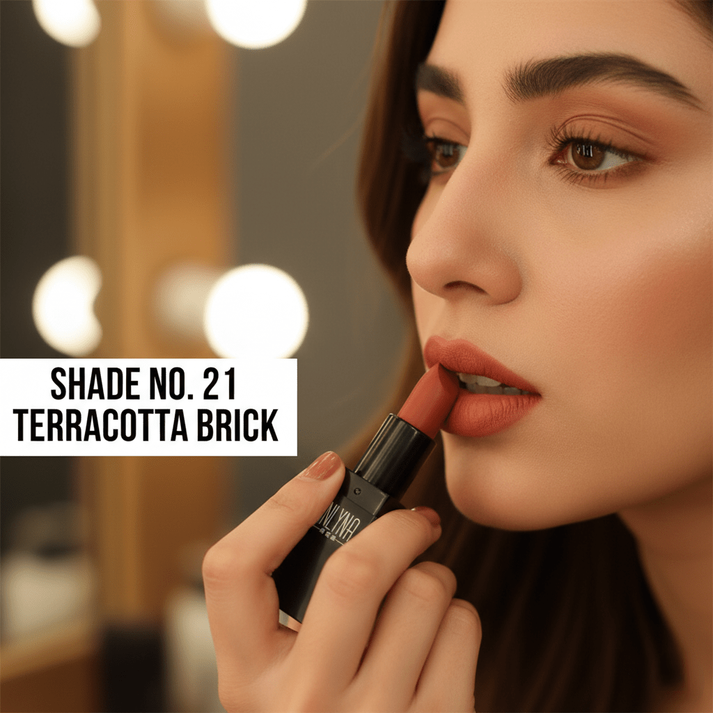 Onlyna Matte Lipstick | Shade No. 21 Terracotta Brick | Long-Lasting & High Pigment | Nikhaar International Store - Image 2