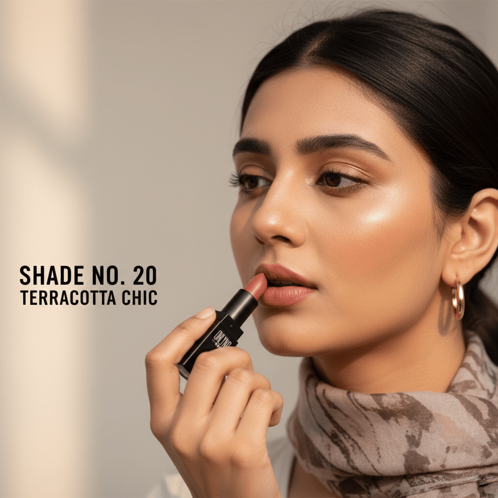 Onlyna Matte Lipstick | Shade No. 20 Terracotta Chic | Long-Lasting & High Pigment | Nikhaar International Store - Image 2