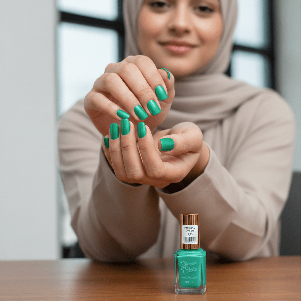 Glamour Studio Professional Nail Polish | Shade 123 Turquoise Green Fashion Color | Nikhaar International store - Image 2