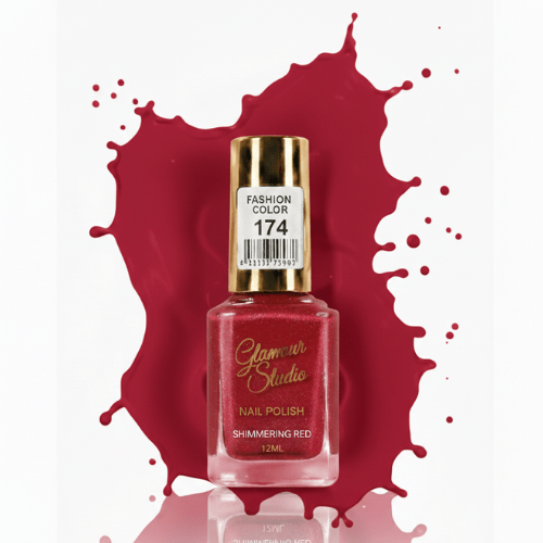 Glamour Studio Professional Nail Polish | Shade 174 Shimmering Red Fashion Color | Nikhaar International Store